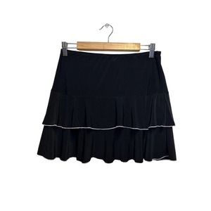 Vintage Entrarcy Y2K Black Pink Trim Ruffle Skirt Goth Grunge Women's Size Large